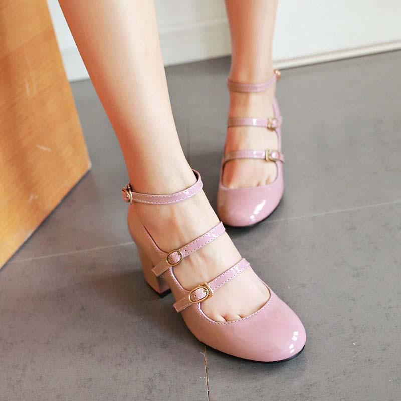 chaussures annees 50 t strap rose 273