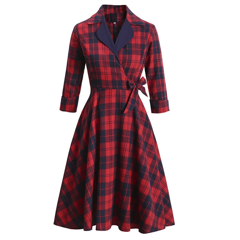 robe annees 50 rouge automnale 443