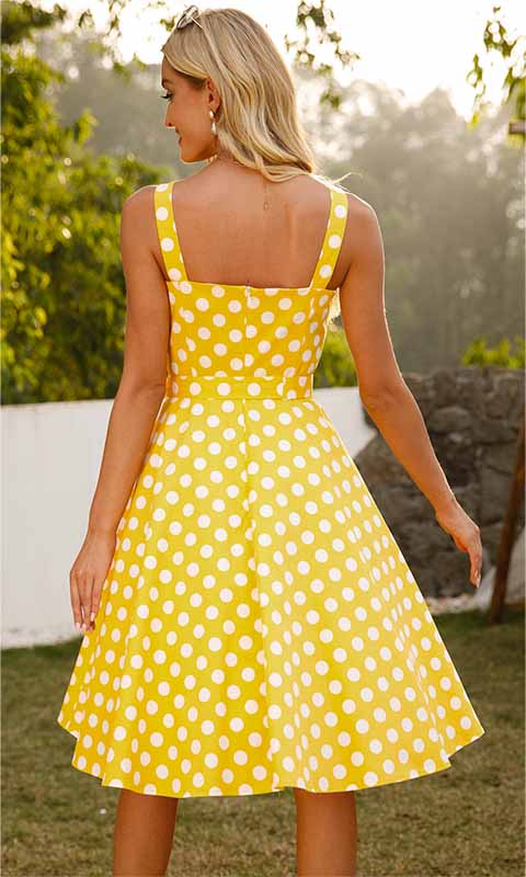 robe jaune a pois style pin up 927